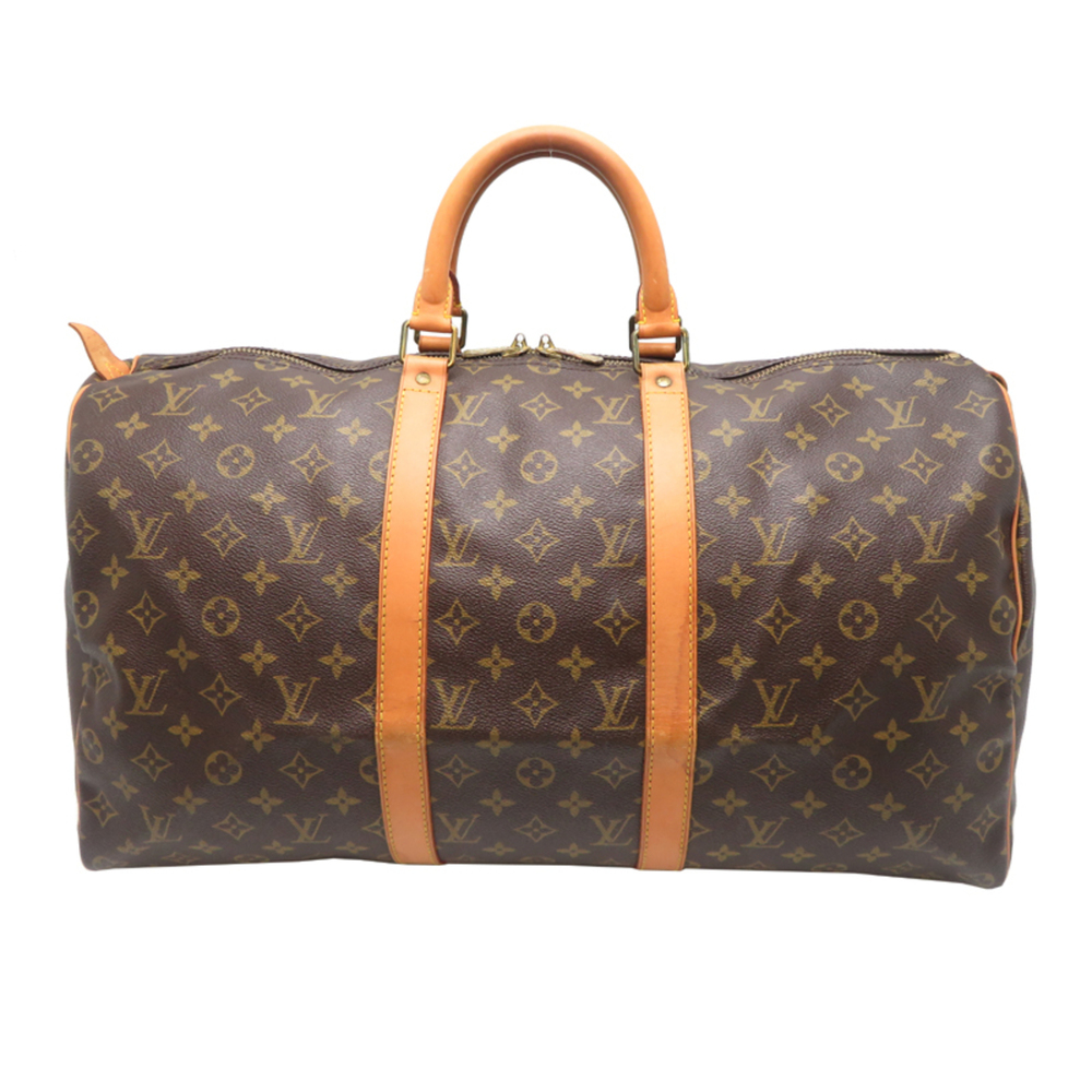 LOUIS VUITTON Authentic Brown Monogram Keepall 50 Boston Bag